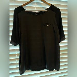The Limited -Black mixed media dressy short sleeve blouse NWOT. Large